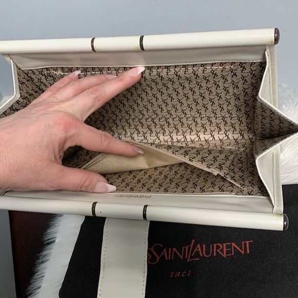 Authentic YSL white leather large clutch e dustbag - Picture 14 of 17